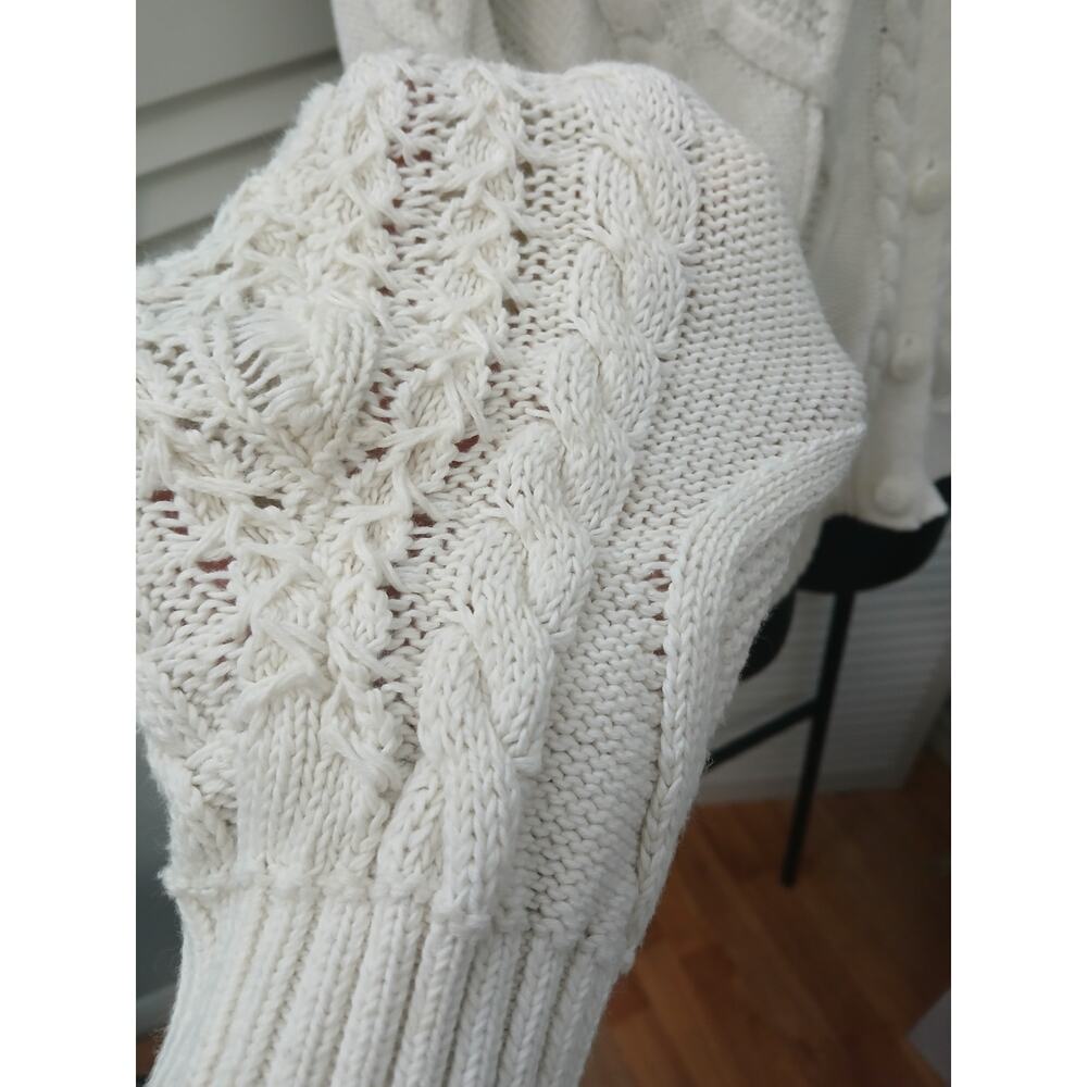 Lucky Brand Cozy Off White Cable Knit Cardigan Buttons sz XL - Picture 4 of 11